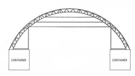 60x40ft (18x12m) double truss industrial grade dome, with 1/2 front and back wall 60x40ft (18x12m) double truss industrial grade dome, with 1/2 front and back wall