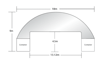 60x40ft (18x12m) double truss industrial grade dome, with 1/2 front and back wall 60x40ft (18x12m) double truss industrial grade dome, with 1/2 front and back wall