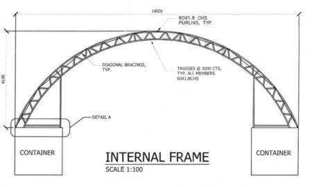 60x40ft (18x12m) double truss industrial grade dome, with 1/2 front and back wall 60x40ft (18x12m) double truss industrial grade dome, with 1/2 front and back wall