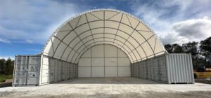 40x40ft (12x12m) commercial grade dome with fixed tube end wall 40x40ft (12x12m) commercial grade dome with fixed tube end wall