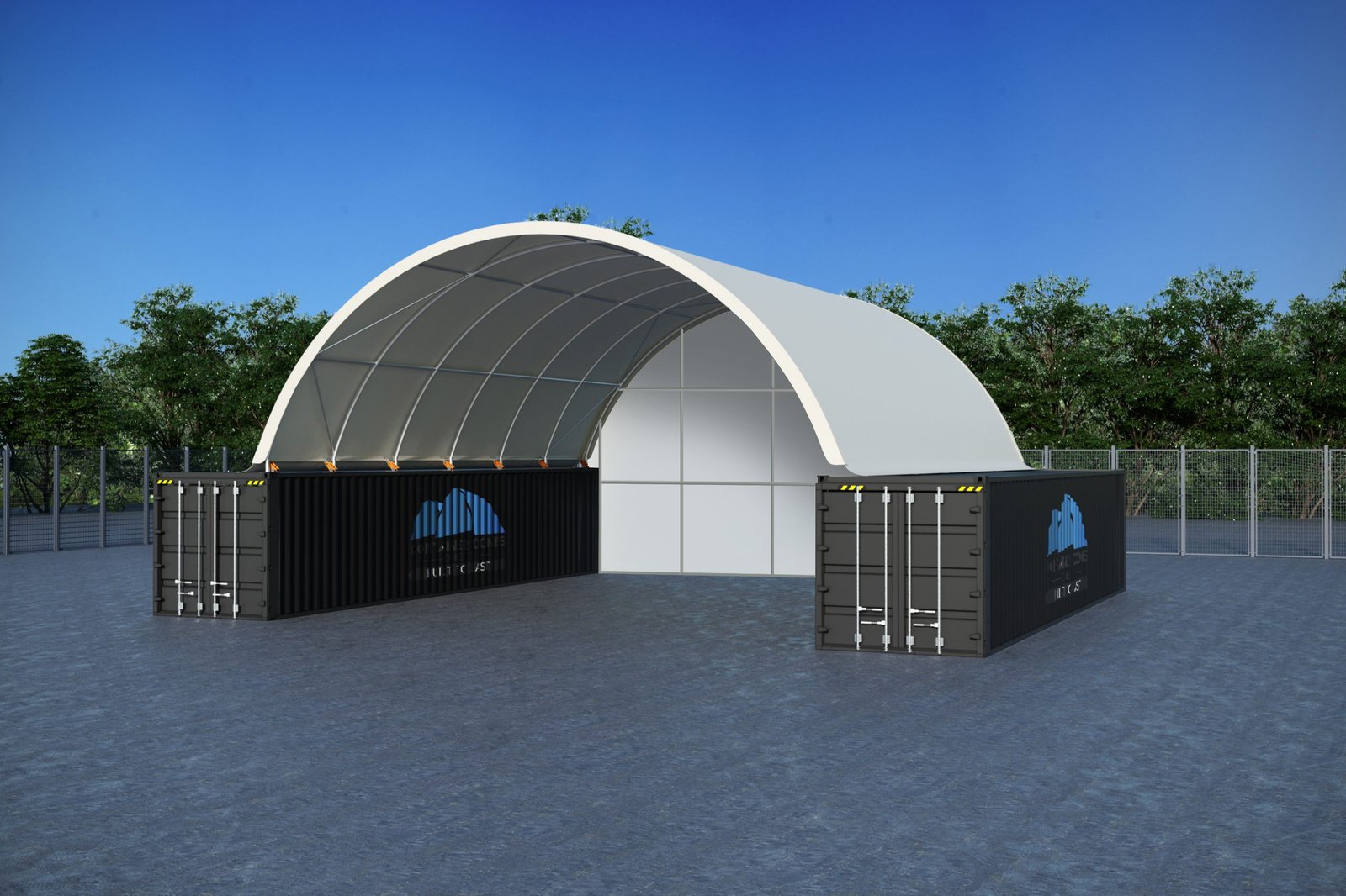 40x40ft (12x12m) commercial grade dome with fixed tube end wall 40x40ft (12x12m) commercial grade dome with fixed tube end wall
