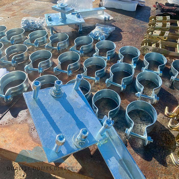 20x20ft (6x6m) shipping container dome shelter green incl semi permanent end wall. 20x20ft (6x6m) shipping container dome shelter green incl semi permanent end wall.