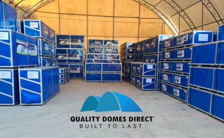 20x20ft (6x6m) shipping container dome shelter green incl semi permanent end wall 20x20ft (6x6m) shipping container dome shelter green incl semi permanent end wall