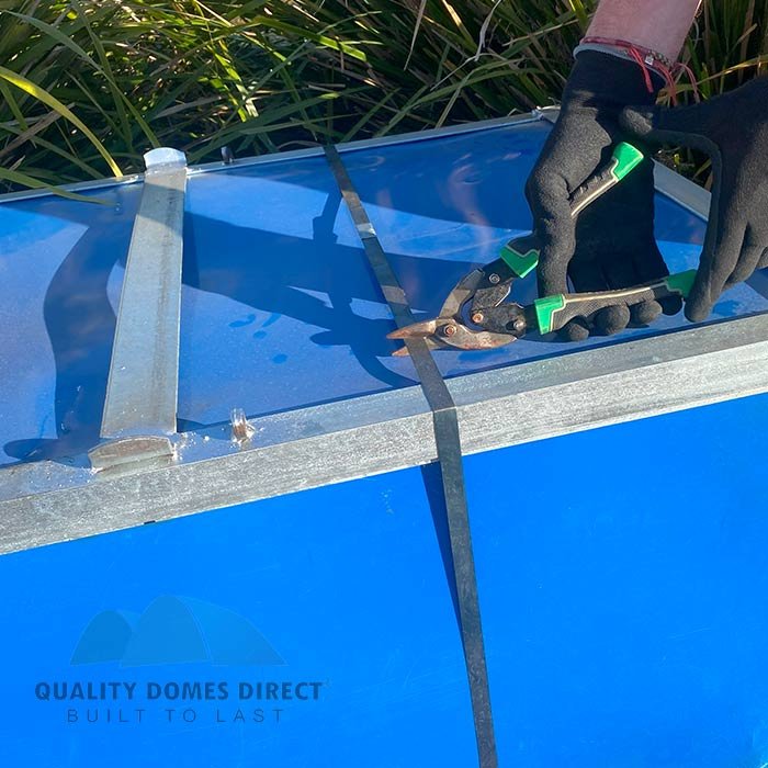 20x20ft (6x6m) shipping container dome shelter green incl semi permanent end wall. 20x20ft (6x6m) shipping container dome shelter green incl semi permanent end wall.